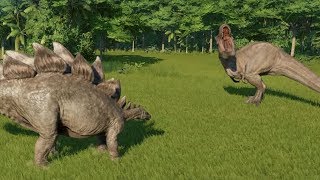 Stegosaurus VS TRex  Jurassic World Evolution [upl. by Ainivad]