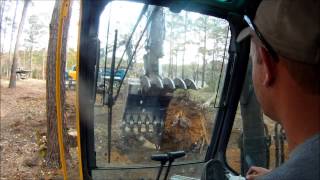 Excavator Clearing Land [upl. by Refinaj]