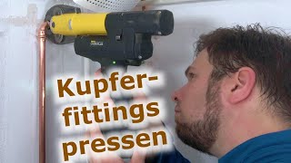 Pressen von Fittings aus Kupfer Wasserleitung selbst verlegen  DIYTutorial [upl. by Garfield]