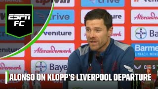 Xabi Alonso REACTS to Liverpool links after Jurgen Klopp’s shock announcement  ESPN FC [upl. by Aliuqehs]