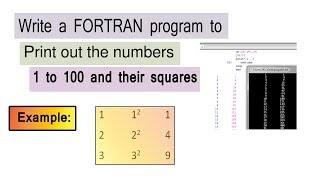 Write a FORTRAN program to Print out the numbers 1 to 100 and their squares [upl. by Phonsa]