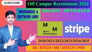 Stripe Recruitment 2024 for Freshers  Mott MacDonald Recruitment 2024  Mechanical amp Software Jobs [upl. by Mariana]