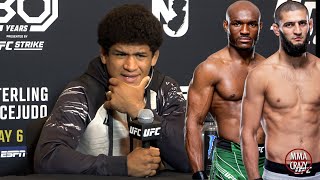 Gilbert Burns on Kamaru Usman vs Khamzat Chimaev Wow that’s a good fight [upl. by Yenruoc]