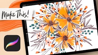 Paint a REUSABLE Sketchy Fall Bouquet in Procreate  INTERMEDIATE PROCREATE TUTORIAL [upl. by Fayette50]