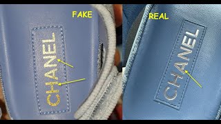 Real vs fake CHANEL sandals How to spot counterfeit Chanel Dad footwear slides [upl. by Rossi511]