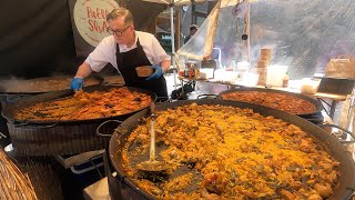 Big Spanish Seafood Paella and Noodles Cooked by a Spaniard from Valencia London Street Food [upl. by Haret]