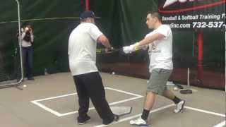 Delbartons Joey Santoro hitting with NY Yankee hitting coach Kevin Long at Zoned [upl. by Noryb99]