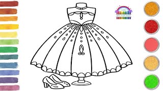 how to draw barbie doll dress shoes frock easy step by step  barbie drawing and coloring tutorial [upl. by Patrick]