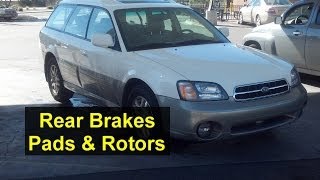 Rear brake pad and rotor replacement Subaru Outback  Auto Repair Series [upl. by Aihtibat]