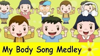 My Body Song Medley Head and shoulders knees and toes  Nursery Rhymes Collection  Muffin Songs [upl. by Derayne656]