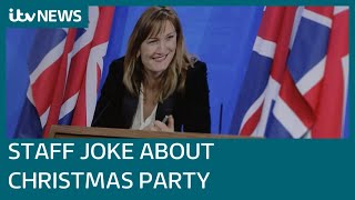 Downing Street staff shown joking in leaked video about Christmas party they later denied  ITV News [upl. by Leirud104]