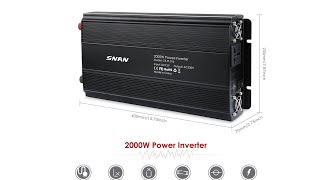 Review SNAN 2000W Spannungswandler Wechselrichter DC 12V auf AC 230V mit Universal AC Buchse [upl. by Teague67]