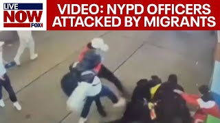 NYPD officers attacked by 5 migrant men in Times Square  LiveNOW from FOX [upl. by Aikan947]