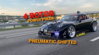 INSANELY Loud Turbo 4 Rotor RX7 MORE BOOST Brutal Acceleration Ridiculous Noise  F1 Sound [upl. by Ielerol590]