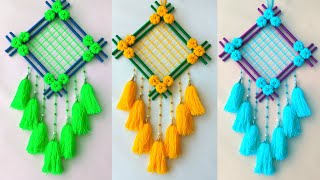 Easy Woolen Flower Wall Hanging Design for Home Decor  Woolen Wall Hanging Craft Ideas [upl. by Etteraj]