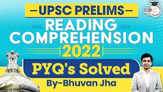 UPSC Prelims 2022 CSAT  Reading Comprehension PYQs Solved  Detailed Analysis  StudyIQ IAS [upl. by Balliol982]