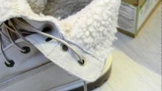 Timberland Womens Teddy Fleece Fold Down Boot White Unboxing [upl. by Lynnell148]