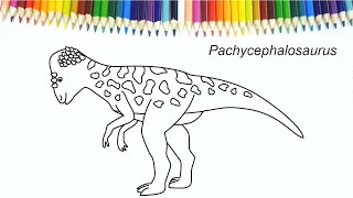 PACHYCEPHALOSAURUS aprender a dibujar y colorear para niños  Dibujar DINOSAURIOS para niños [upl. by Kerge]