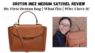 OROTON BAG REVIEW  INEZ MEDIUM SATCHEL  First Impressions and What Fits In My Bag [upl. by Nnaylime]