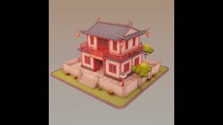 Stylized Chinese House 02  3D Model [upl. by Fedak]