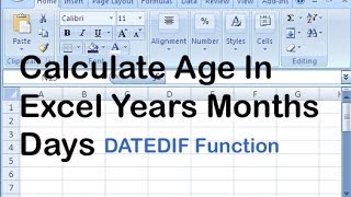 calculate age in excel years months days [upl. by Caitrin]