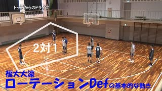 【バスケ・福大大濠】マンツーマンディフェンスとローテーションの基本的な動きを紹介 [upl. by Everest]