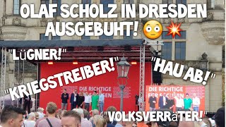 quotKRIEGSTREIBER HAU ABquot 💥 Olaf Scholz 😳 in DRESDEN Gegenprotest beim Wahlkampfauftakt SPD Sachsen 🗣 [upl. by Akenihs]