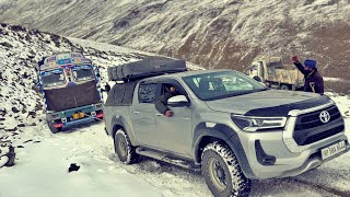 Crazy Toyota Hilux Pulled 8 Tons Oil Tanker To Shinkula Pass On Icy Inclines  Ladakh 2023 EP16 [upl. by Aicen934]