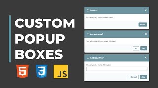 Custom Popup Boxes  With HTML CSS and JavaScript [upl. by Kcirdahc]