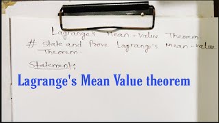 State and Prove Lagranges Mean Value theorem  BScBA Maths [upl. by Osnofledi437]