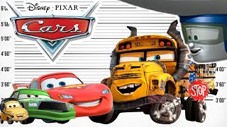 Cars Size Comparison  Biggest Characters of Cars cartoon  Satisfying Video [upl. by Neelat951]