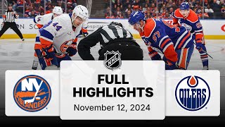 NHL Highlights  Islanders vs Oilers  November 12 2024 [upl. by Mcclelland]