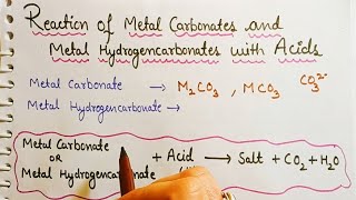 Reaction of metal carbonates and metal hydrogen carbonates with acid  class 10th science [upl. by Desberg]