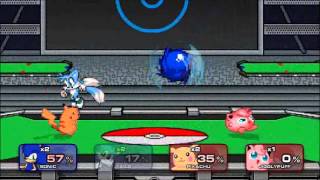 Super Smash Flash 2 v09  Sonic amp Tails VS Pikachu amp Jigglypuff [upl. by Adiesirb]