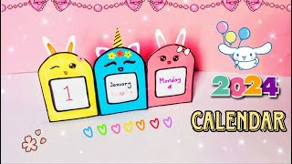 How to make a 2024 desk calendar  diy calendar paper Mini calendar paper crafts for school  DIY [upl. by Philemol675]