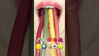 ASMR EMOJI FOOD 🌈💸💋🍓🍇🟡🌍🪐⚽️🥎 이모지 먹방 sped up [upl. by Alyhs828]