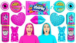 Pink Food vs Blue Food Color Challenge  Crazy Challenge by PaRaRa [upl. by Elbag]