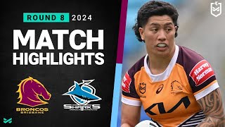 NRLW 2024  Broncos v Sharks  Match Highlights [upl. by Massimiliano]