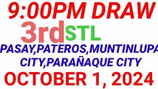 STL  PASAYPATEROSMUNTINLUPA CITYPARAÑAQUE CITY October 1 2024 3RD DRAW RESULT [upl. by Hplar]