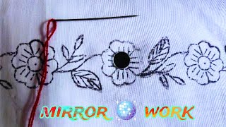 hand Embroidery mirror stitch normal needle mirror work embroidery shisha work dolar bosano [upl. by Jewel121]