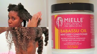 Mielle Organics Babassu Oil Mint Deep Conditioner Review  KINKY HAIR [upl. by Norak]