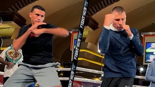 David Benavidez vs Oleksandr Gvozdyk FULL MEDIA WORKOUT [upl. by Ocirred79]