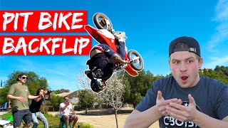 Crazy Pit Bike BACKFLIP Backyard pit bike riding with Tanner Fox [upl. by Sakul]