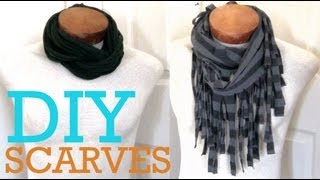 DIY Fall Scarves  2 Ways To Make A Scarf From A Tshirt [upl. by Xonnel]