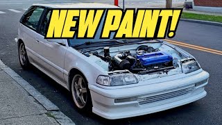 Civic EF Gets Painted  New Upper Control Arms DONT BUY TRUHART [upl. by Nivac786]