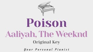 Poison  Aaliyah The Weeknd Original Key Karaoke  Piano Instrumental Cover with Lyrics [upl. by Nyrmak]