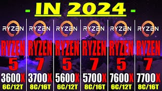 RYZEN 5 3600X vs RYZEN 7 3700X vs RYZEN 5 5600X vs RYZEN 7 5700X vs RYZEN 5 7600X RYZEN 7 7700X [upl. by Netsoj601]