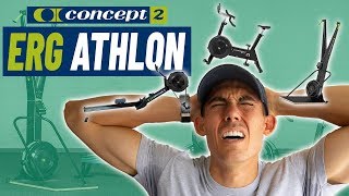 FIRST EVER Ergathlon Rowing Machine SkiErg and BikeErg in ONE WORKOUT [upl. by Kelvin]