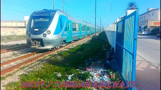 SNCFT EMU 16 and GT 558 at Megrine Riadh Station [upl. by Yspyg731]