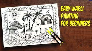 easy warli painting for beginners  warli art tutorial  warli art drawing for kids [upl. by Seedman]